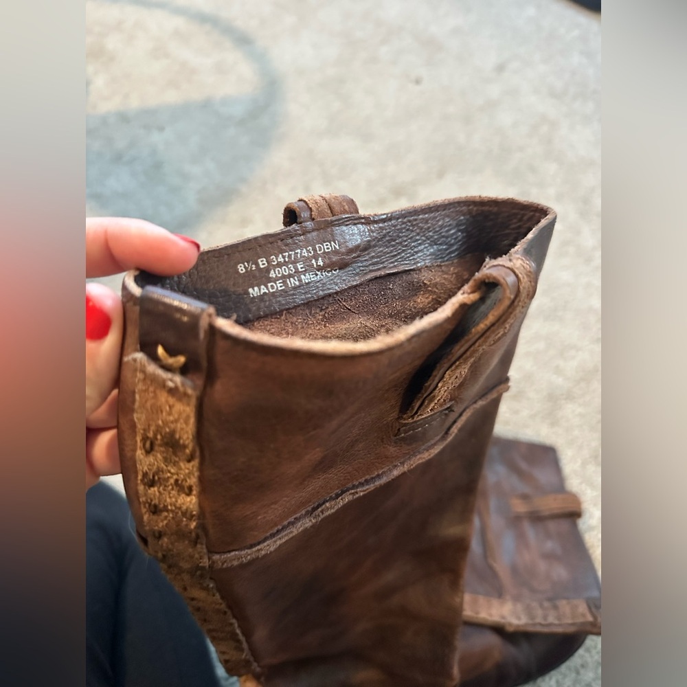 Frye Melissa Brown Tall Riding Boot Full Grain Leather Rugged Detail Size 8.5 B - Picture 7 of 7